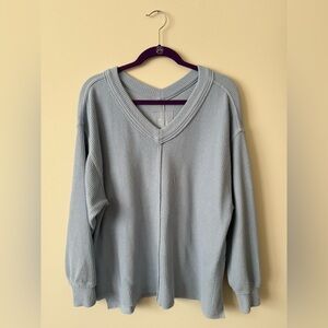 Aerie Soft Gray V-Neck Sweater